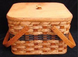 Amish Handmade Square Double Pie Basket with Wood Tray and Lid. Two Wooden Handles. A Beautiful and Well Constructed Basket Made Especially to Transport Those Delicate Homemade Pies Safely. Sitting Out on Your Cabinet or Dining Table This Basket Adds Just 