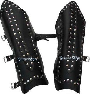 Studded Black Leather Leg Bracers 
