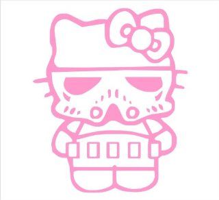 Hello Kitty Storm Trooper/Darth Vader Star Wars Kitty (6" in LIGHT PINK) Funny Decal Sticker Laptop, Notebook, Window, Car, Bumper, EtcStickers Exterior Window Sticker with  