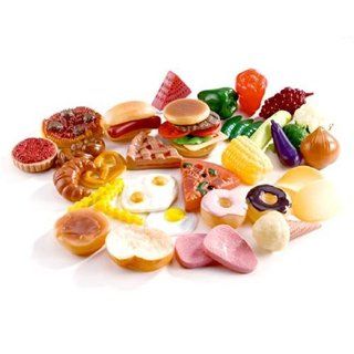 60pc Fun Pretend Play Little Food Set for the Children's Kitchen incl. Ice Cream, Vegetables, Hamburgers, Fruit, Pizza, Donuts, etc Toys & Games