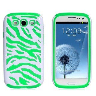E.T. Plastic &Silicone Zebra Protective Case Set for Samsung Galaxy S3 Green & White Cell Phones & Accessories