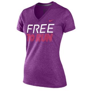 Nike Dri FIT Cotton Graphic Running T Shirt   Womens   Running   Clothing   Bright Grape