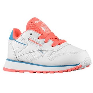 Reebok Classic Leather   Girls Toddler   Running   Shoes   White/Punch Pink/Blue Bomb
