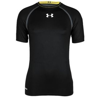 Under Armour Heatgear Dynasty Compression S/S T Shirt   Mens   Running   Clothing   Black/Steel/White