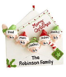 Personalized Christmas Letter Family Ornament   5 Heads   Decorative Hanging Ornaments