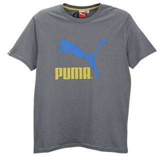 PUMA No 1 Logo S/S T Shirt   Mens   Casual   Clothing   Steel Gray/Green Sheen