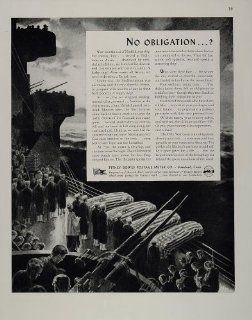 1944 Ad Pitney Bowes Fifth War Loan Burial at Sea WWII Wartime Bonds   Original Print Ad  