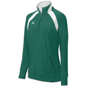 Mizuno Nine Collection 1/2 Zip Pullover G3   Womens   Volleyball   Clothing   Forest/White