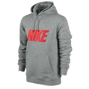 Nike Club Captain PO Hoodie   Mens   Casual   Clothing   Dk Grey Heather/Fusion Red