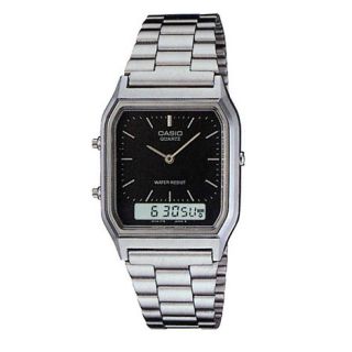 Casio Ladies silver coloured rectangular dial bracelet watch
