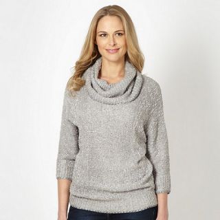 J by Jasper Conran Designer grey textured knitted cowl jumper