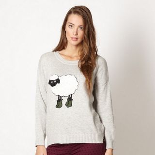 H by Henry Holland Designer grey festival sheep jumper