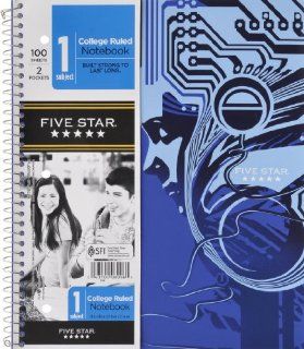 Five Star Graphic Wirebound Notebook, 1 Subject, 100 Count, College Ruled, Blue (72961) 