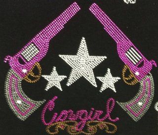 Cowgirl with Guns Rhinestone Transfer Design Iron on Hot Fix Heat Transfer Motif Bling Appliqu   DIY  Other Products  