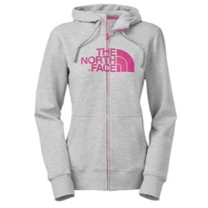 The North Face Half Dome Full Zip Hoodie   Womens   Casual   Clothing   Heather Grey/Passion Pink