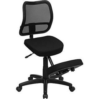 Flash Furniture Mobile Ergonomic Kneeling Task Chair with Curved Mesh Back and Fabric Seat, Black