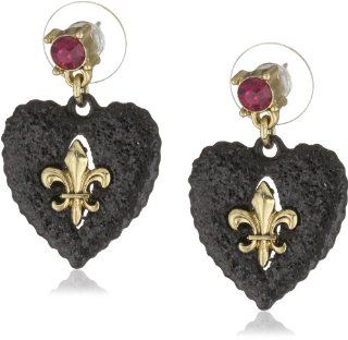 Betsey Johnson "Betsey Goes to Paris" Glitter Heart Drop Earrings Jewelry