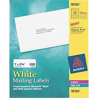 Avery  Easy Peel  18160 White Address Label, 1(W) x 2 5/8(L), 300/Pack