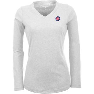 Antigua Chicago Cubs Womens Flip Long Sleeve V neck T Shirt   Size Small, Mid