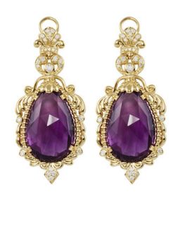 18k Baroque Amethyst & Diamond Drop Earrings   Lagos   Purple (18k )