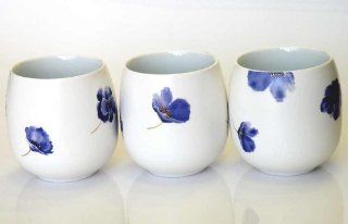 3pcs/Set Fine China Porcelain Artworks Cups ,100% Handcrafted Pottery Coffee Tea Cups Collection Masterpiece by Professional Artist Hand Painted, 6.5cm W x 7.5cm H with 180ml Volume Capacity, High Fired to 2400 Degrees Fahrenheit, Microwave/Dishwasher Safe
