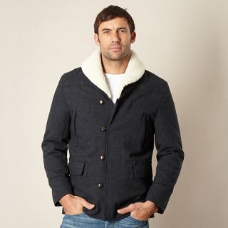RJR.John Rocha Designer black wool borg collar coat