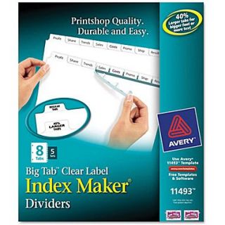 Avery Index Maker Clear Label Presentation Dividers, 8 Tab,White, 5 Set/Pack