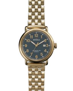 The Runwell Yellow Golden Green Dial Watch with Bracelet Strap, 41mm   Shinola  