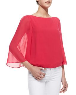 Womens Katelyn Sheer Bell Sleeve Top, Pink   Alice + Olivia   Pink (SMALL)