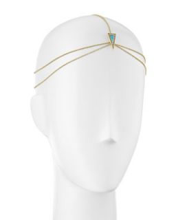Hera Double Tiered Triangle Head Piece, Golden/Turquoise   House of Harlow  