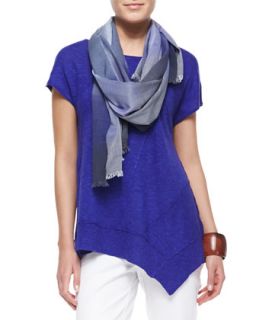 Hazy Color Shift Plaid Scarf   Eileen Fisher   Blue violet (ONE SIZE)