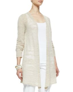 Boucle Stripe Cardigan, Natural, Womens   Eileen Fisher   Natural (2X (18/20))