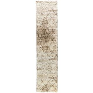 Moroccan Lattice Shag Vanilla Runner Well woven Area Rug (2 X 72)