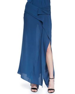 Womens Ankle Length Scarf Skirt   Donna Karan   Old indigo (2)