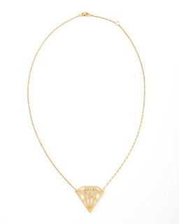 Diamond Cutout Pendant Necklace   Jennifer Zeuner   Gold
