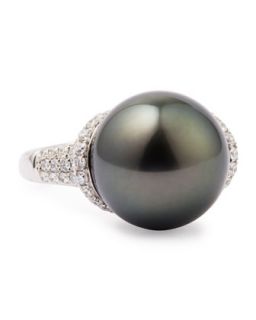 18k Gray South Sea Pearl and Diamond Ring   Eli Jewels   Gray (7)