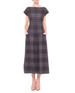 Womens Cap Sleeve Wool Flannel Midi Dress   Akris   Coach marron (40/10)