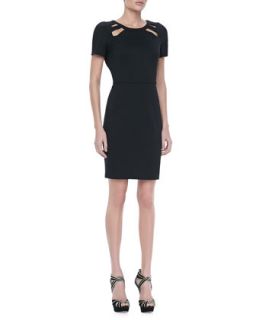 Womens Short Sleeve Cutout Dress   Halston Heritage   Black (8)