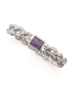 Classic Chain Small Braided Silver Bracelet, Amethyst   John Hardy   Silver