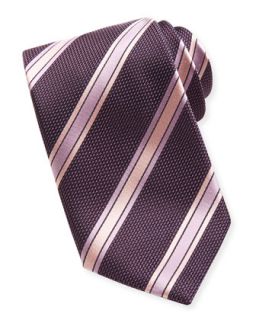 Mens Satin Striped Grenadine Tie, Purple   Brioni   Purple