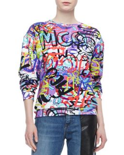 Womens Graffiti Sweatshirt, Multicolor   McQ Alexander McQueen   Multi colors