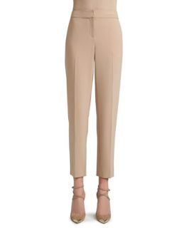 Womens Crepe Marocain Cropped Emma Pants with Pockets   St. John Collection  