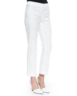 Womens Cropped Flare Cuff Twill Trousers, White   Vince   White (6)