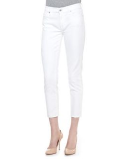 Womens Kimmie Straight Leg Cropped Jeans, Clean White   7 For All Mankind  