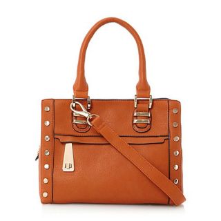 Dune Orange dipps turnlock zip detail studded bag