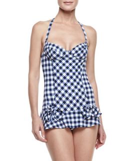 Womens Gingham Style Underwire Swimdress   Juicy Couture   Regal (MEDIUM/8)
