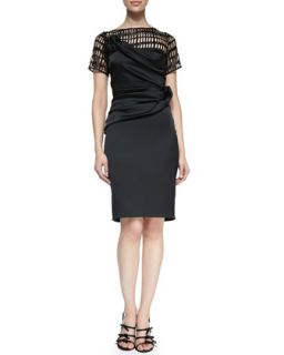 Womens Short Sleeve Cutout Bodice Cocktail Dress   Talbot Runhof   black (4)