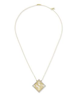 14k Modern Monogram Pendant Necklace with Diamonds   Kacey K   Gold (14k )