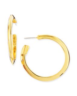22k Gold Plated Polished Large Hoop Earrings   Kenneth Jay Lane   Gold (LARGE )