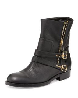 Sabrina Double Buckle Ankle Boot, Black   Paul Andrew   Black (37.5B/7.5B)